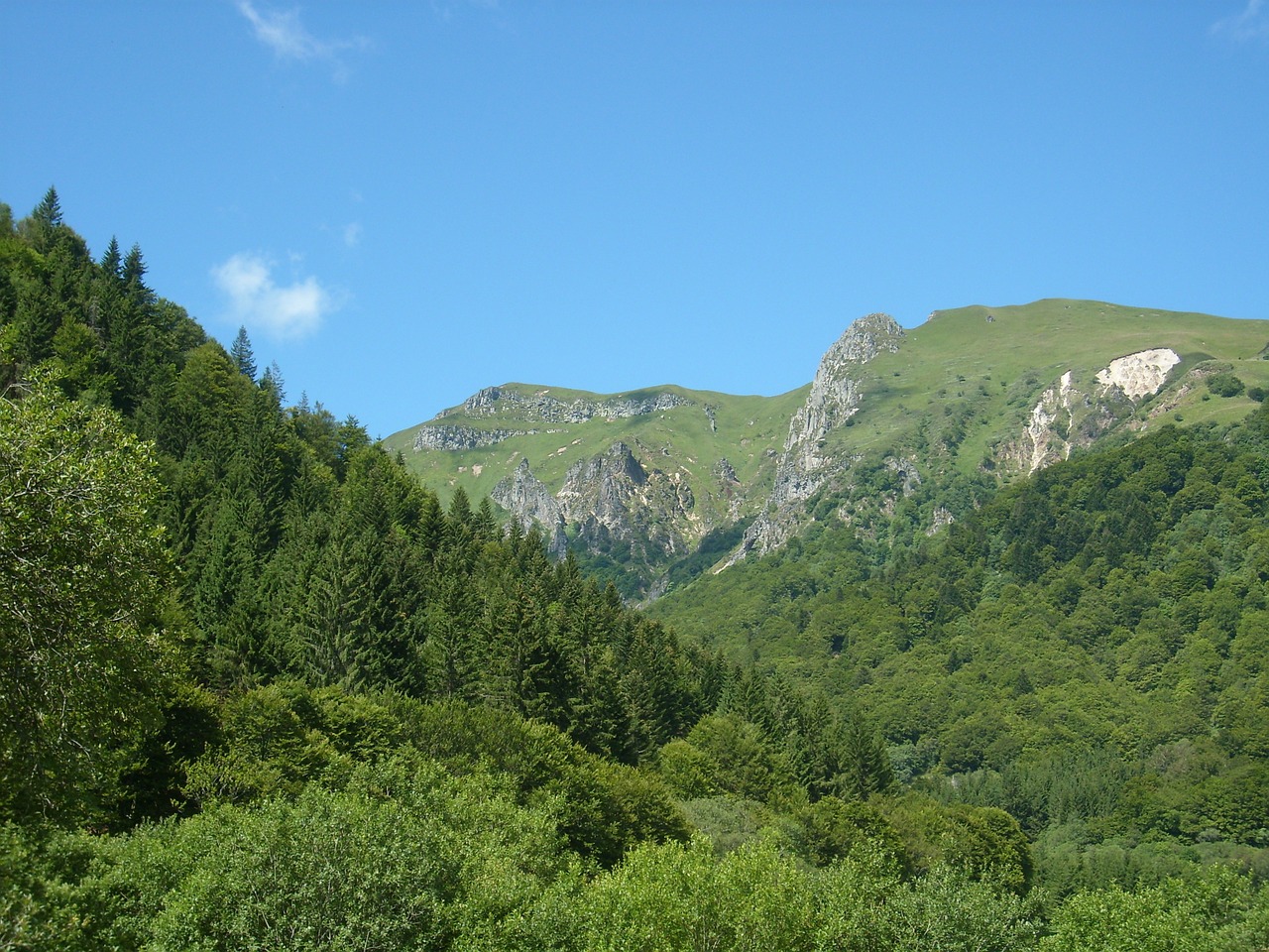 mountains green blue sky free photo