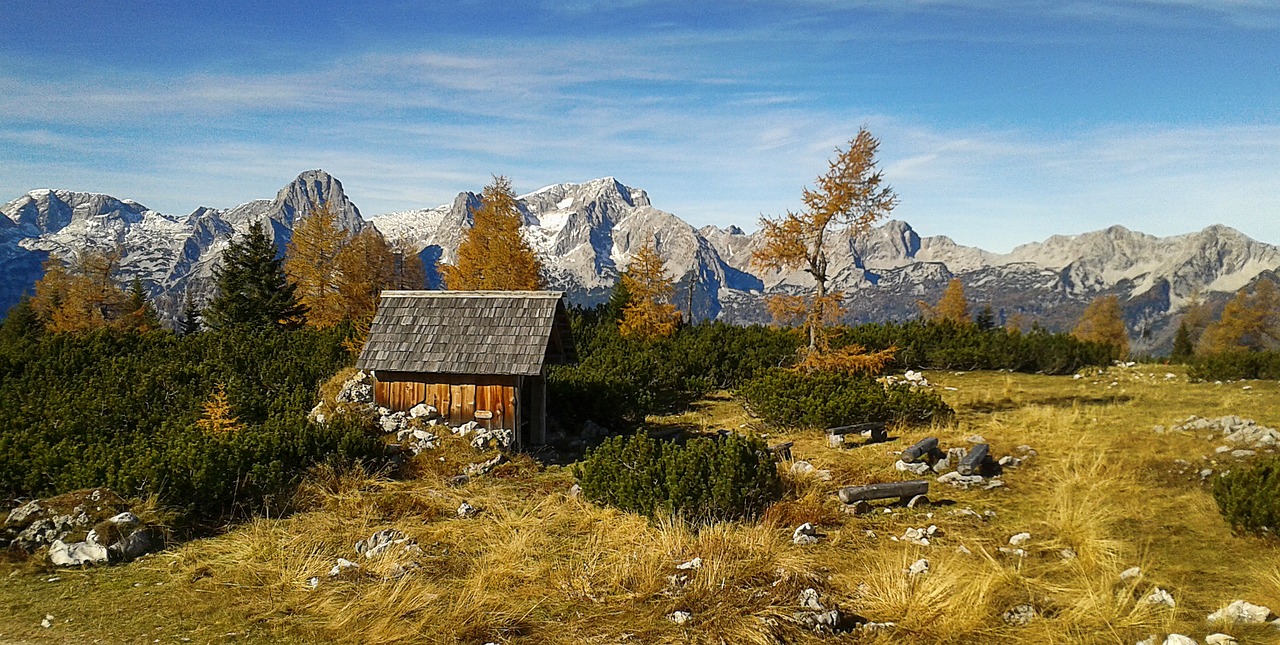 mountains hut landscape free photo