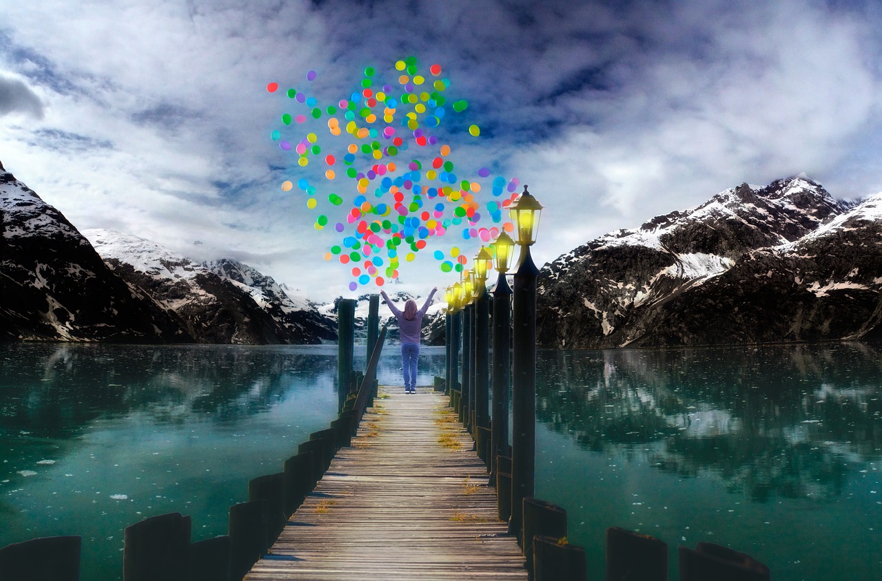 mountains ballons ice free photo