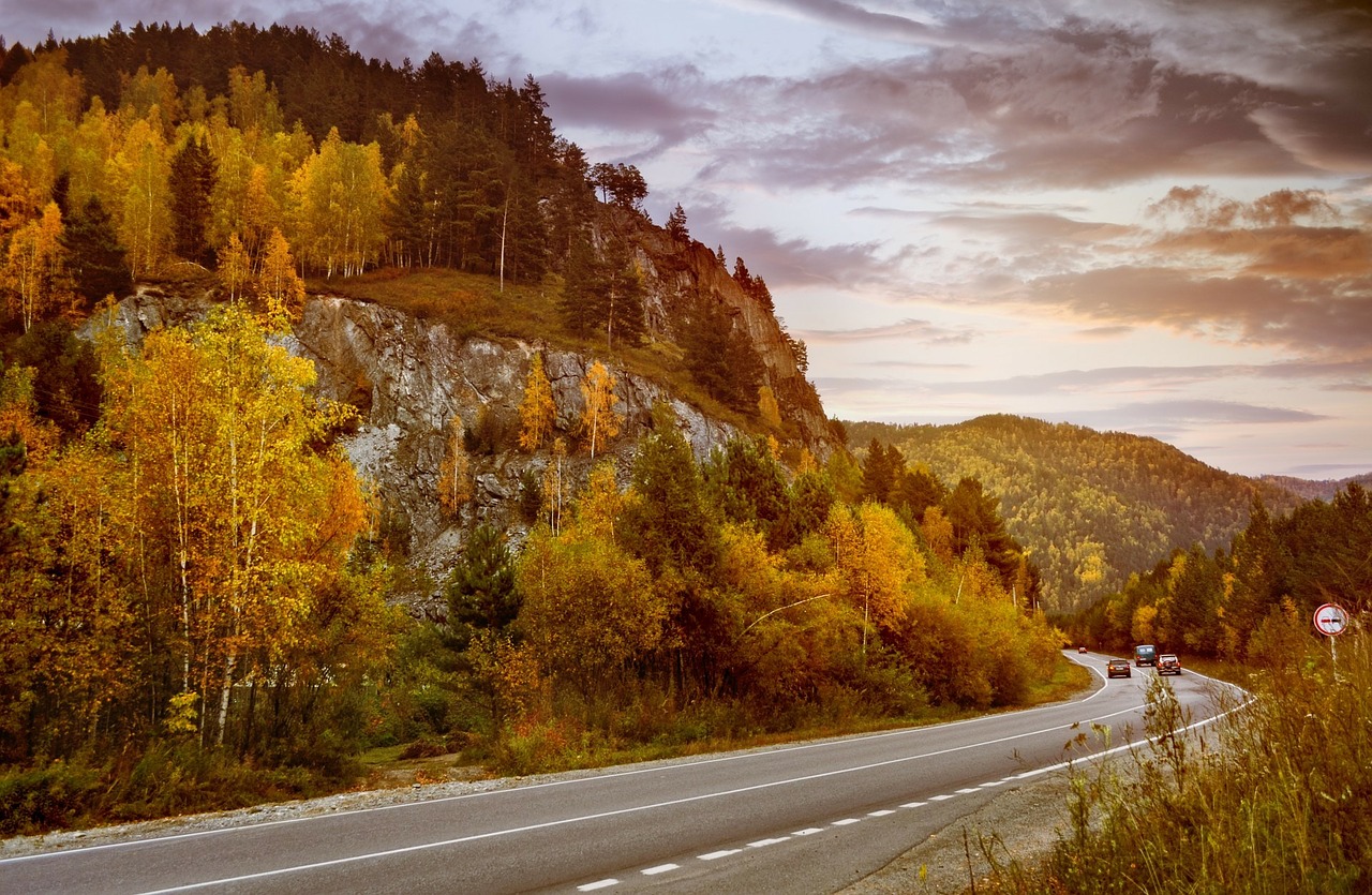 mountains sunset road free photo