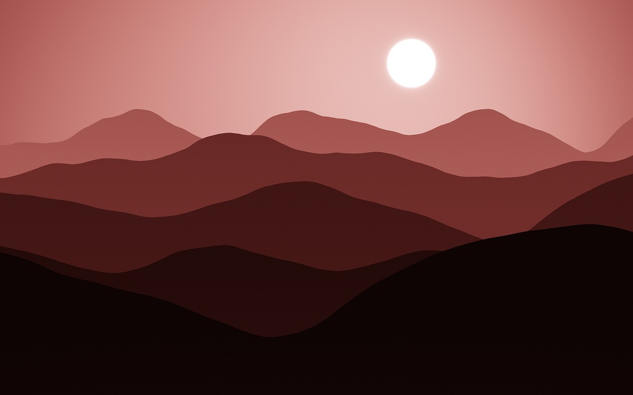 mountains dark red sun free photo