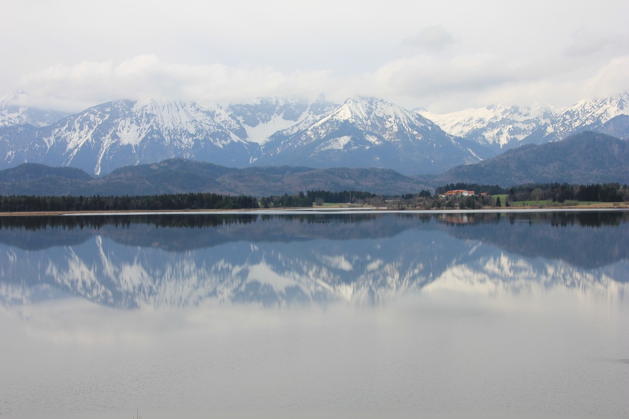 mountains lake mirror image free photo