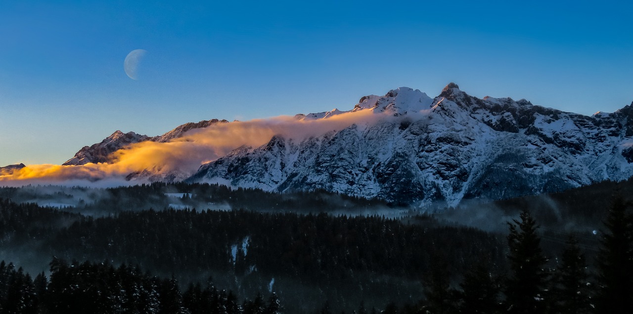 mountains evening moon free photo