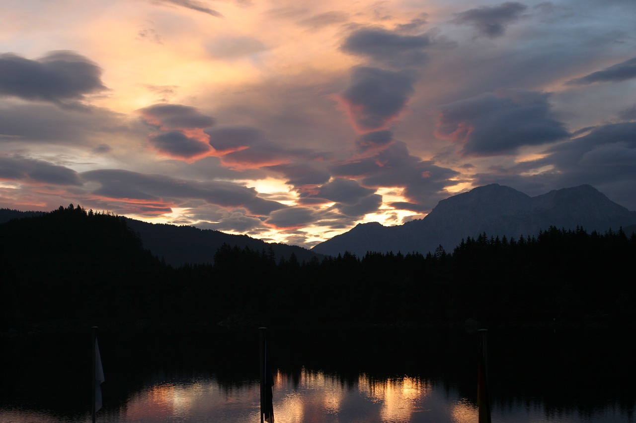 mountains lake clouds free photo