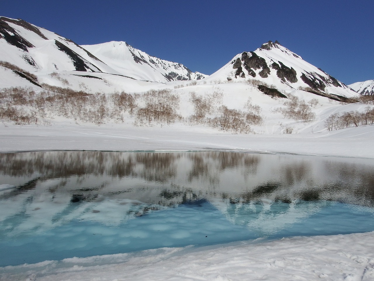 mountains meltwater landscape free photo