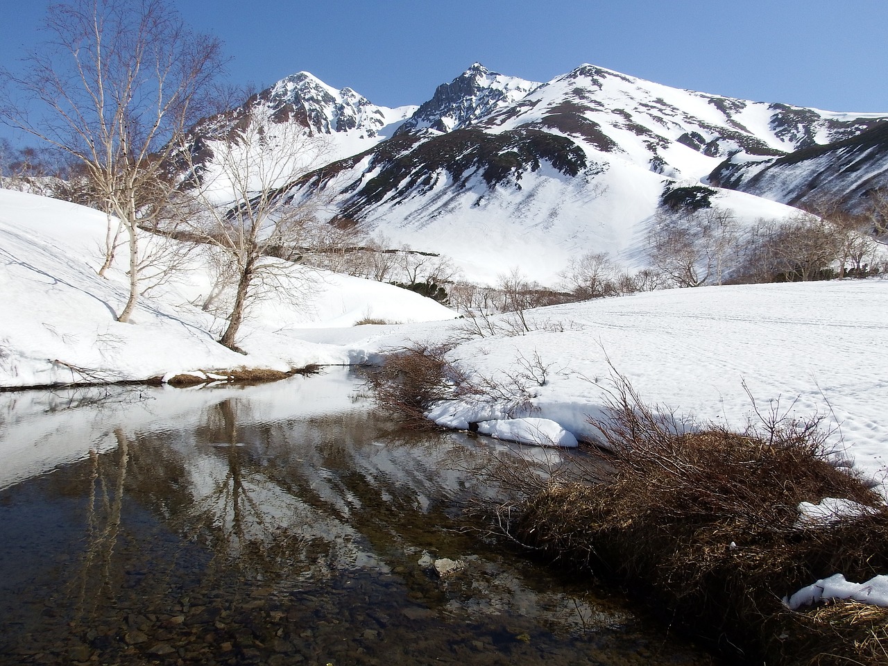 mountains meltwater landscape free photo