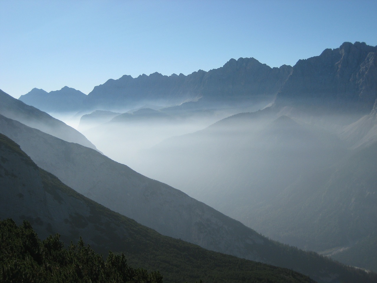 mountains fog back light free photo