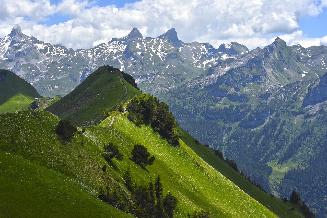 mountains ridge tightrope walk free photo