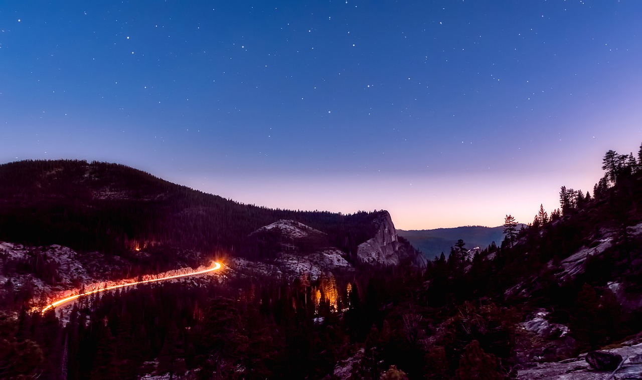 mountains sky stars free photo