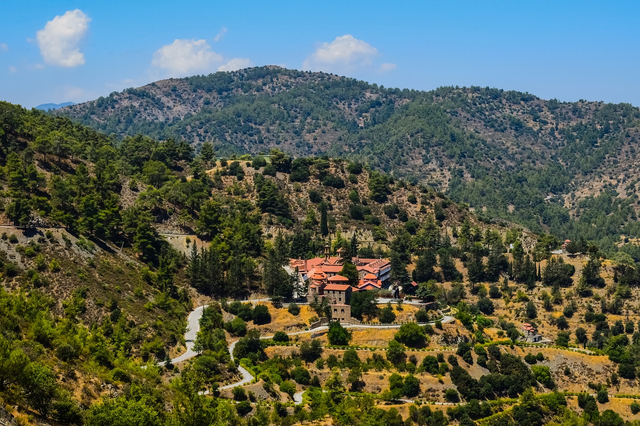 mountains monastery landscape free photo