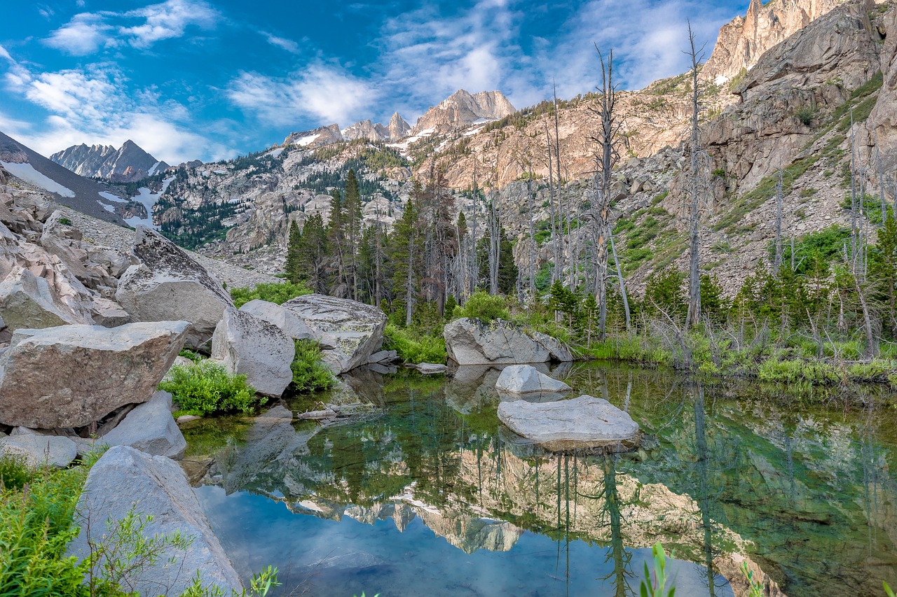 mountains lake reflection free photo