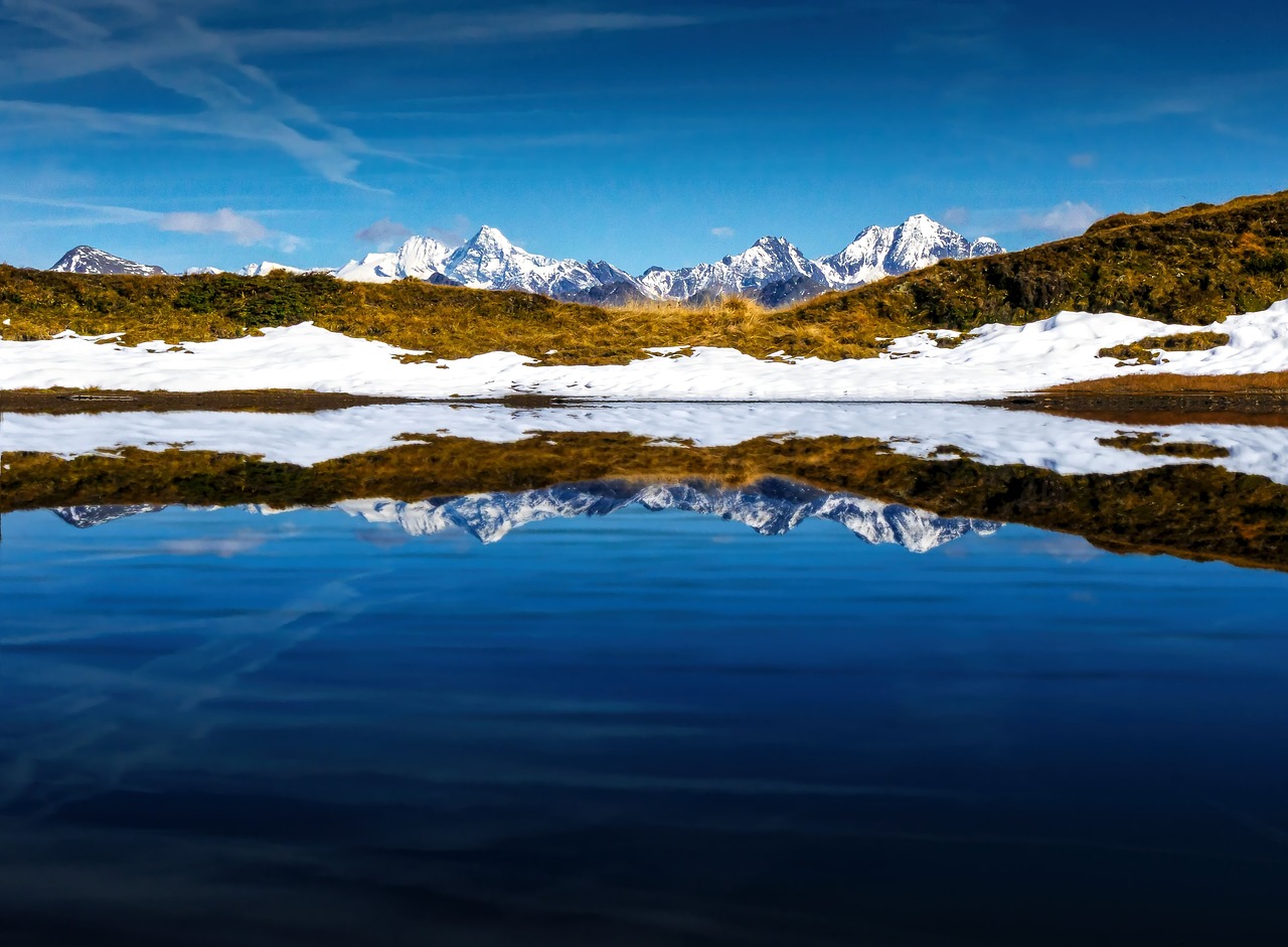 mountains landscape mirroring free photo