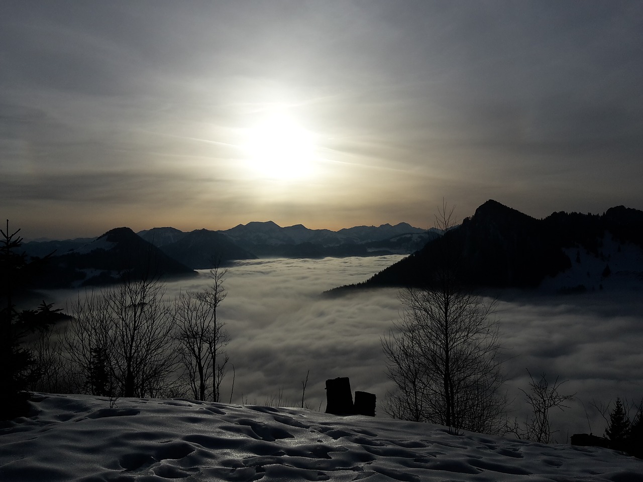 mountains clouds sunset free photo