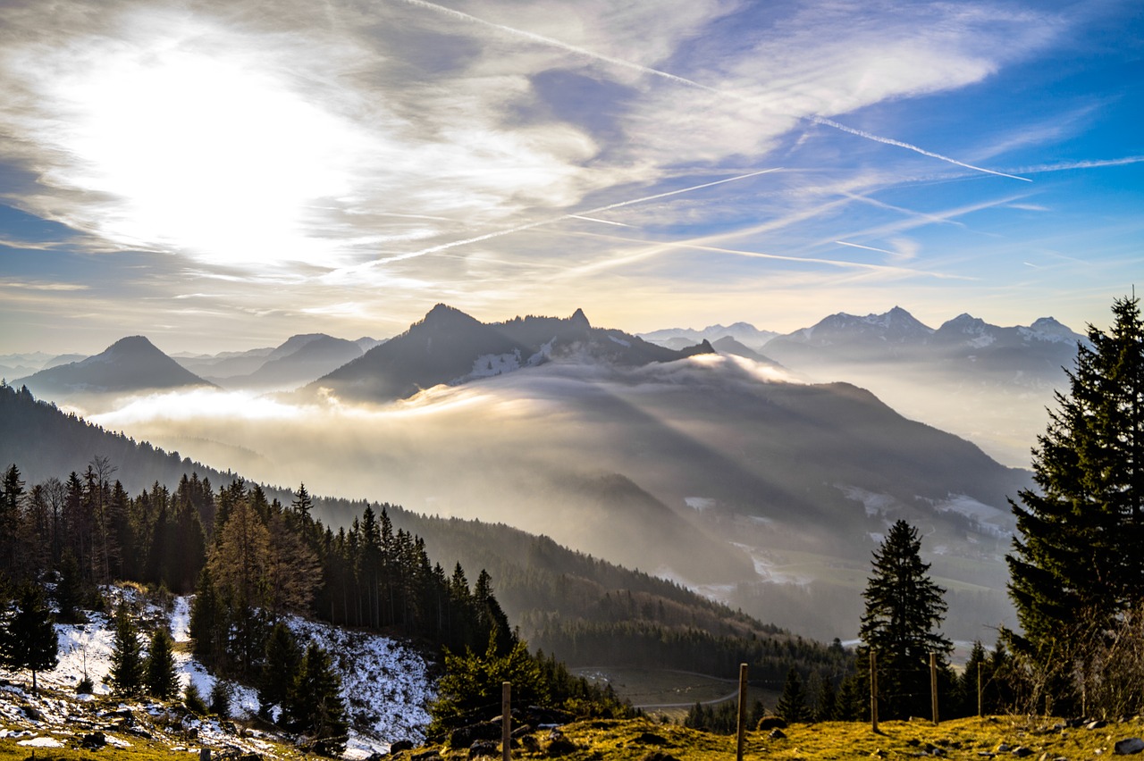 mountains fog sky free photo