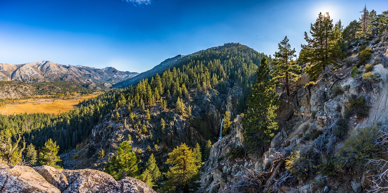 mountains water fall sky free photo