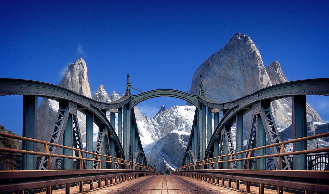 mountains bridge travel free photo
