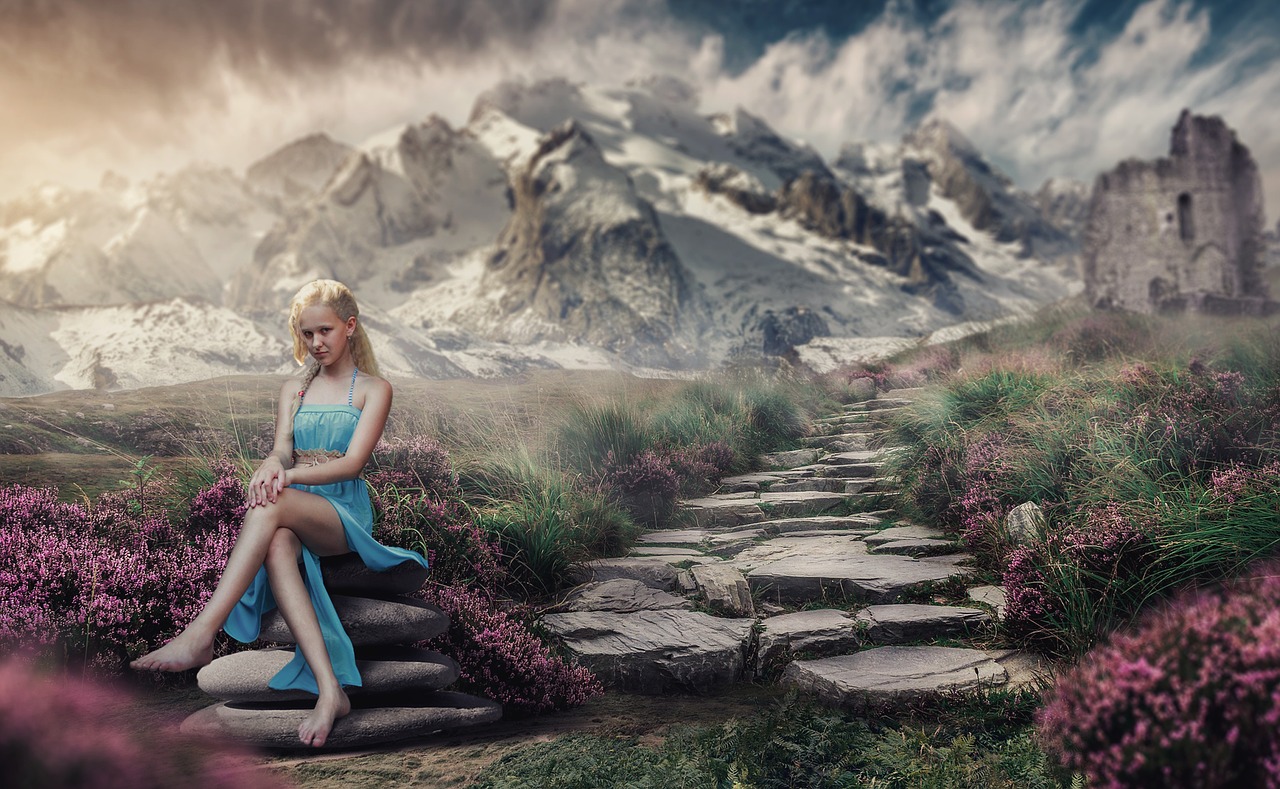 mountains girl landscape free photo