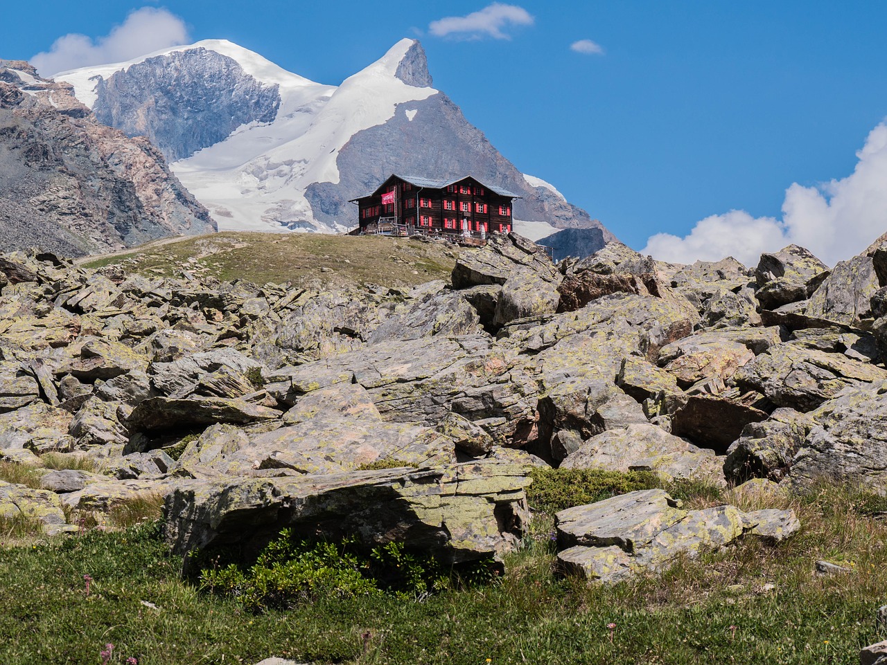 mountains panorama mountain hut free photo