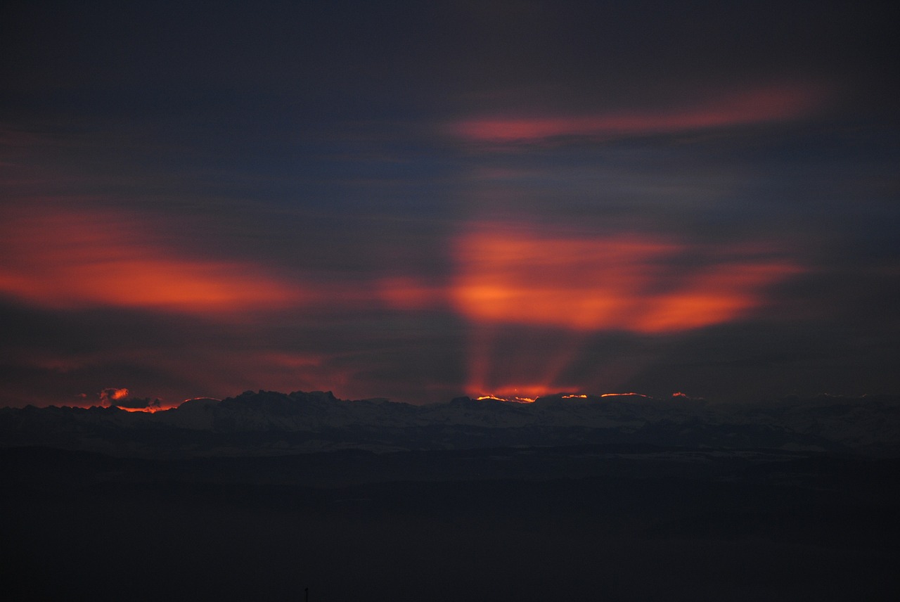 mountains morgenrot clouds free photo