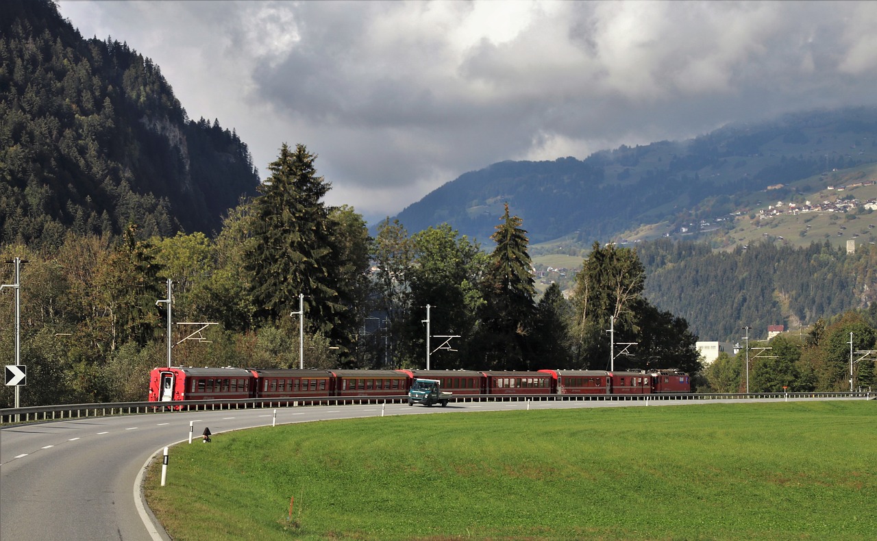 mountains  train  railroad tracks free photo