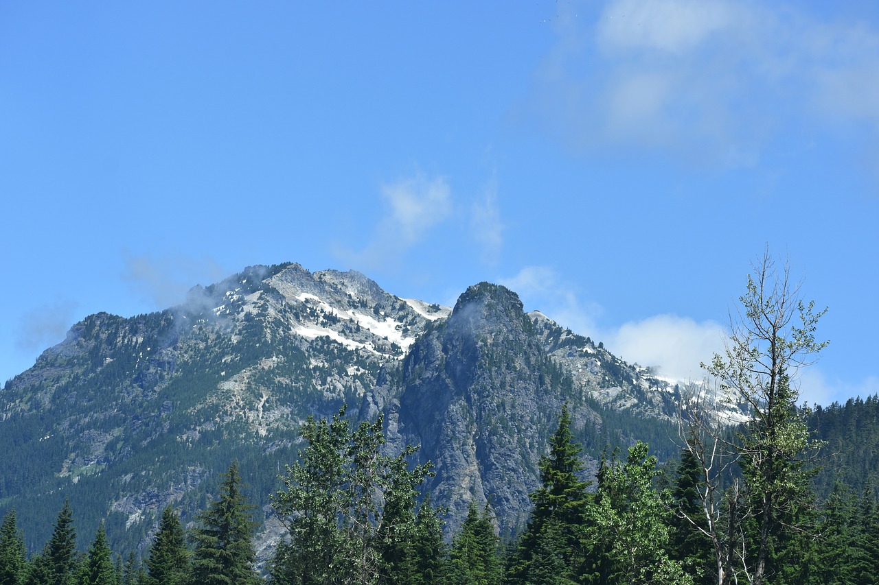 mountains  clouds  evergreen free photo