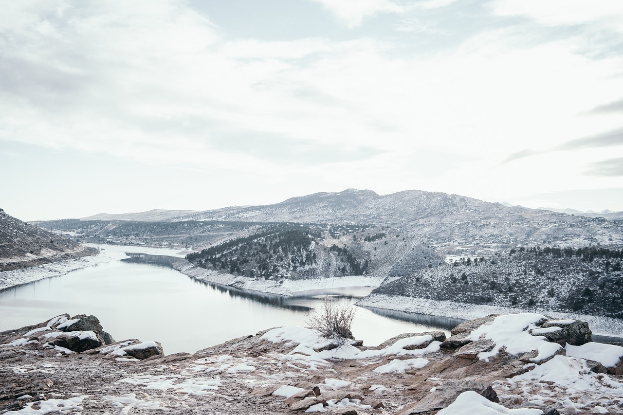 mountains  winter  lake free photo