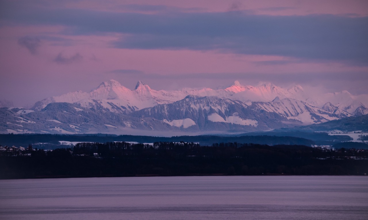 mountains  lake  twilight free photo