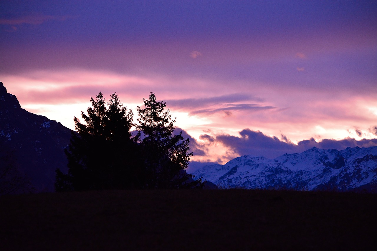 mountains clouds twilight free photo