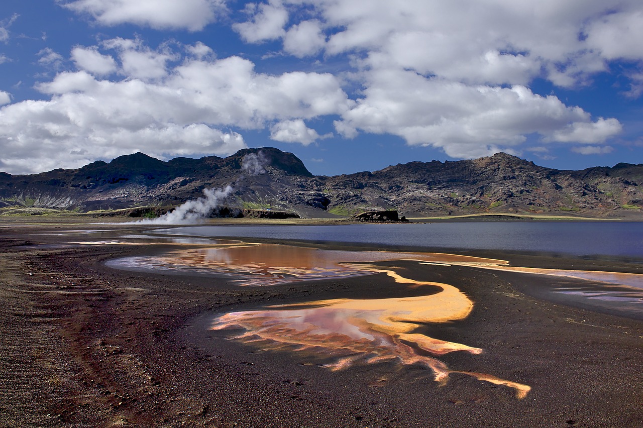 mountains geothermal lake free photo