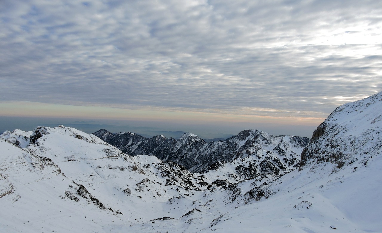 mountains snow clouds free photo