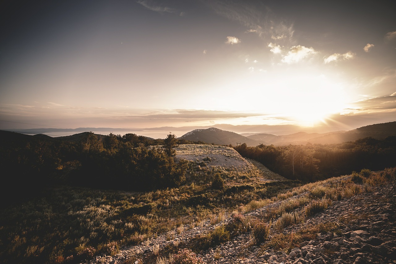 mountains sunset orange free photo