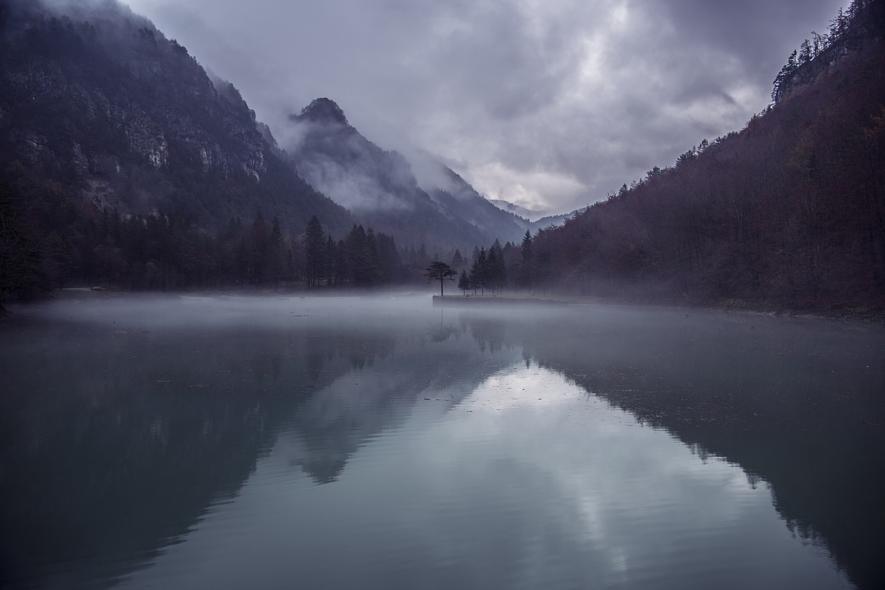 mountains lake mist free photo