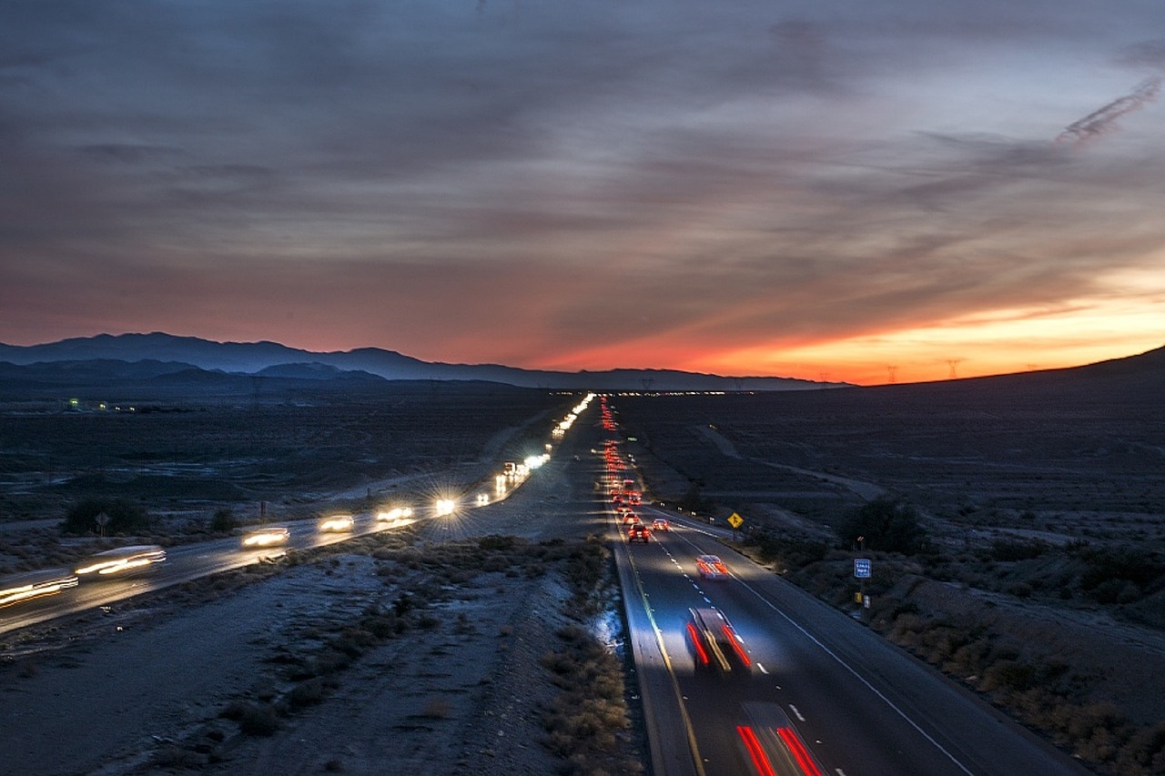 mountains sunset highway free photo