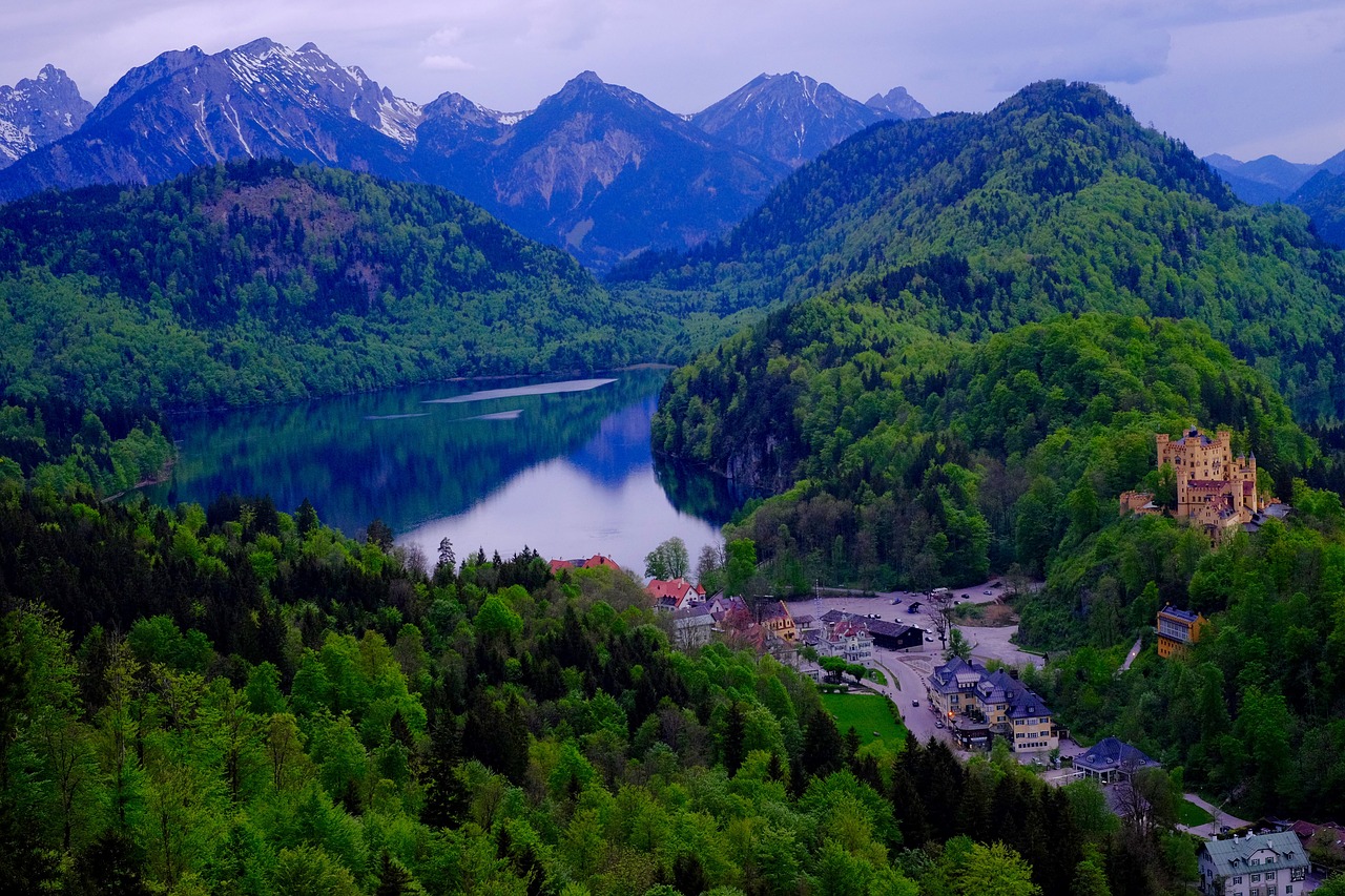 mountains castle lake free photo