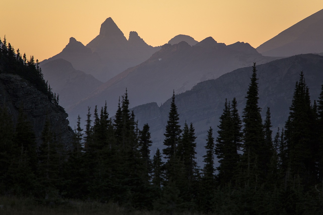 mountains silhouettes sunset free photo