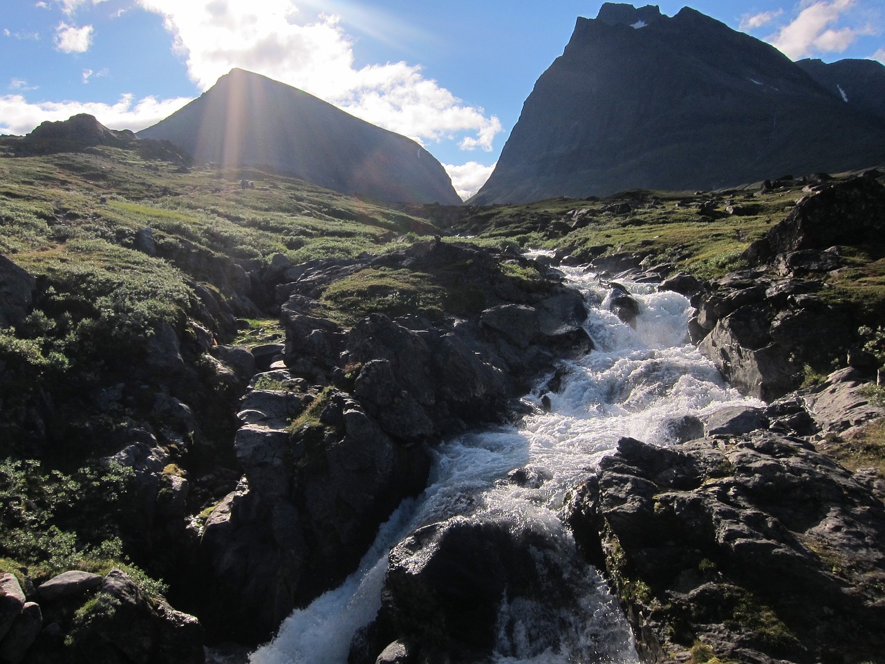 mountains brook landscape free photo