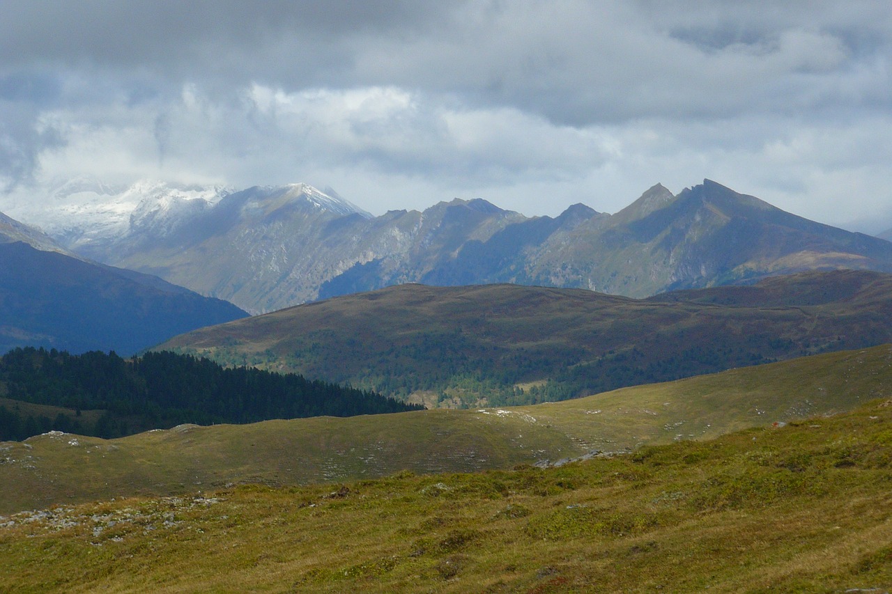 mountains clouds light shadow free photo