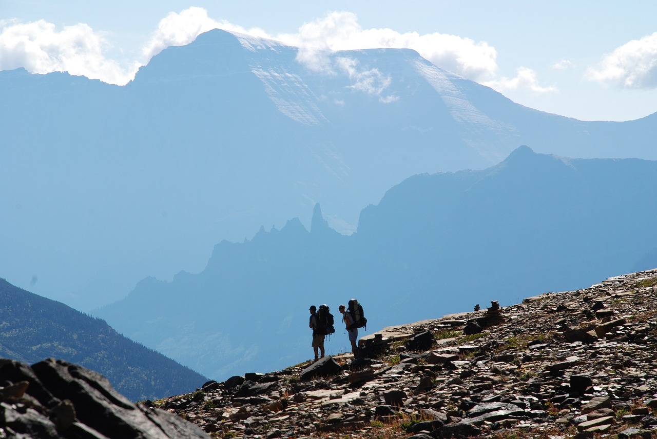mountains hikers alpine free photo