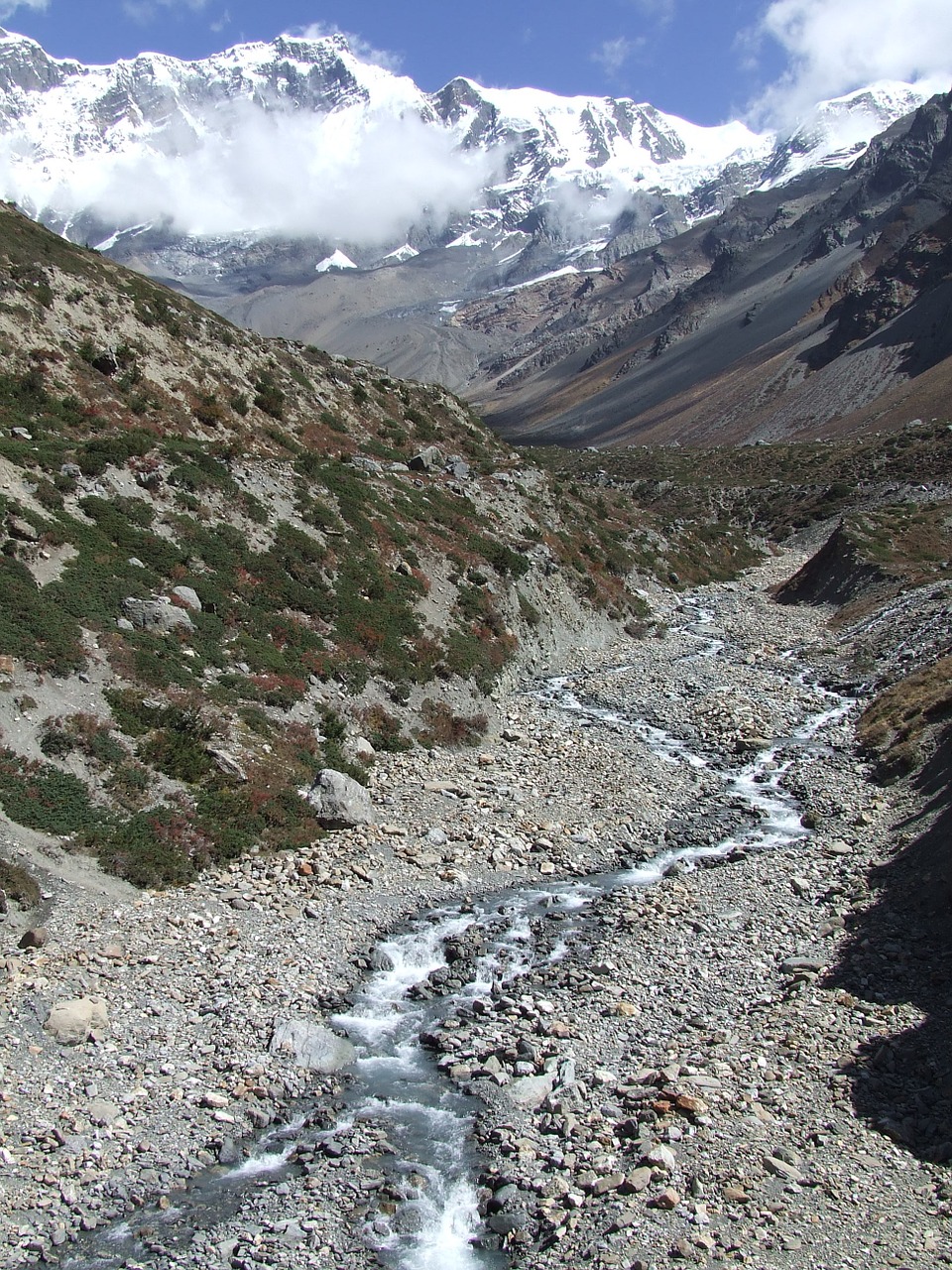 mountains brook nepal free photo