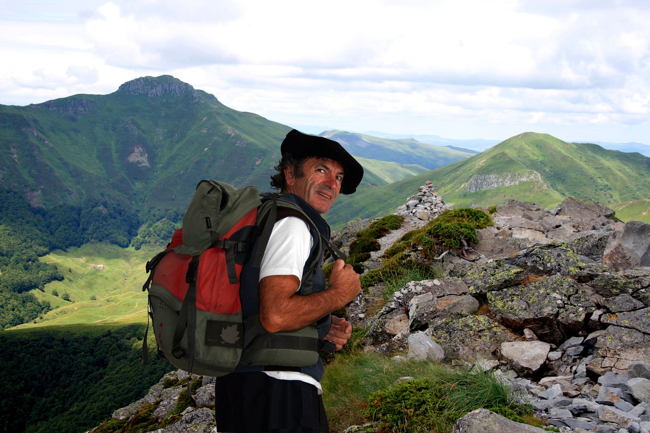 man mountains of cantal puy top griou free photo