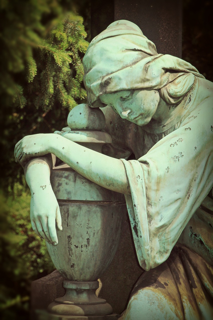 mourning woman sculpture free photo