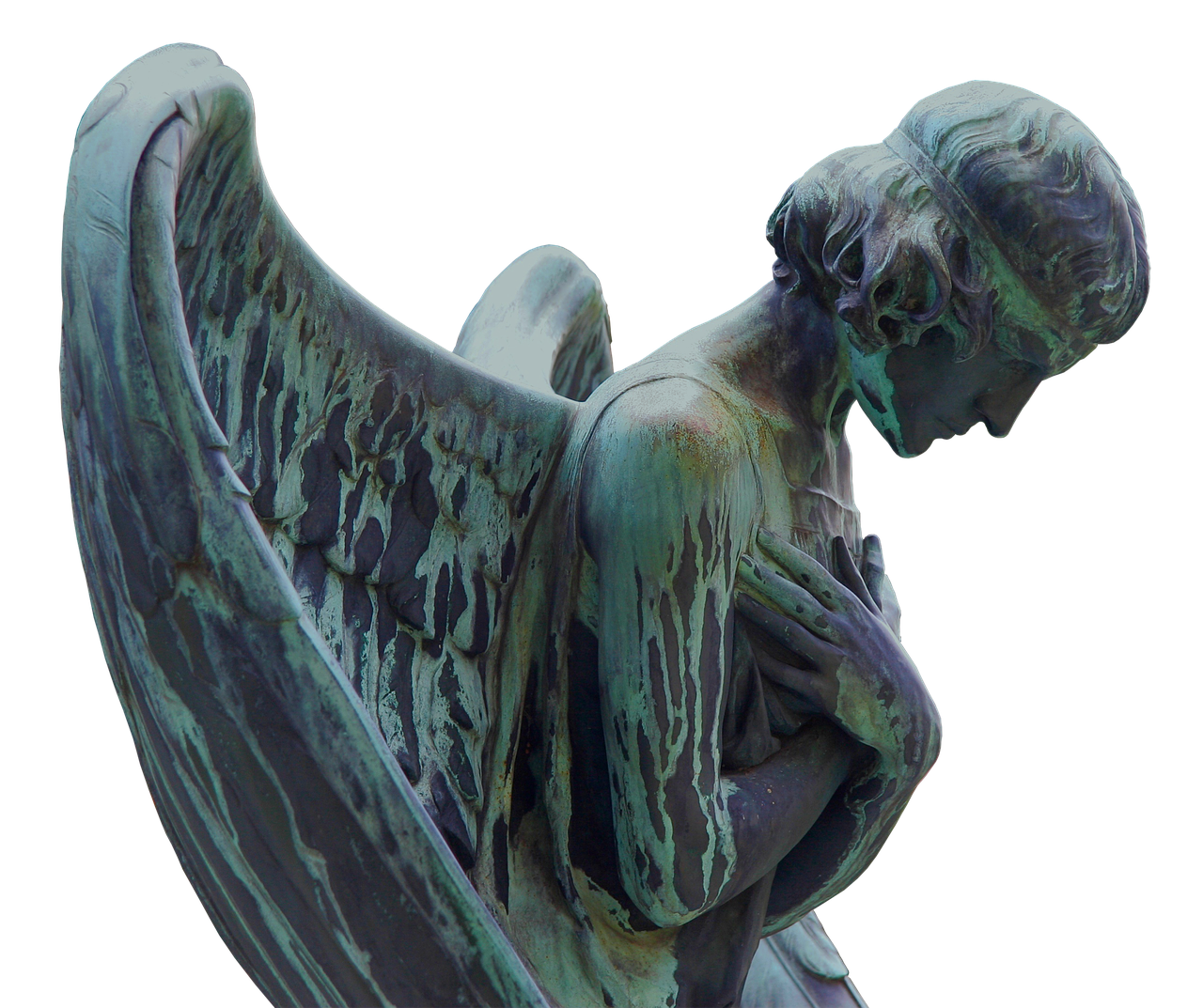 mourning angel sculpture free photo