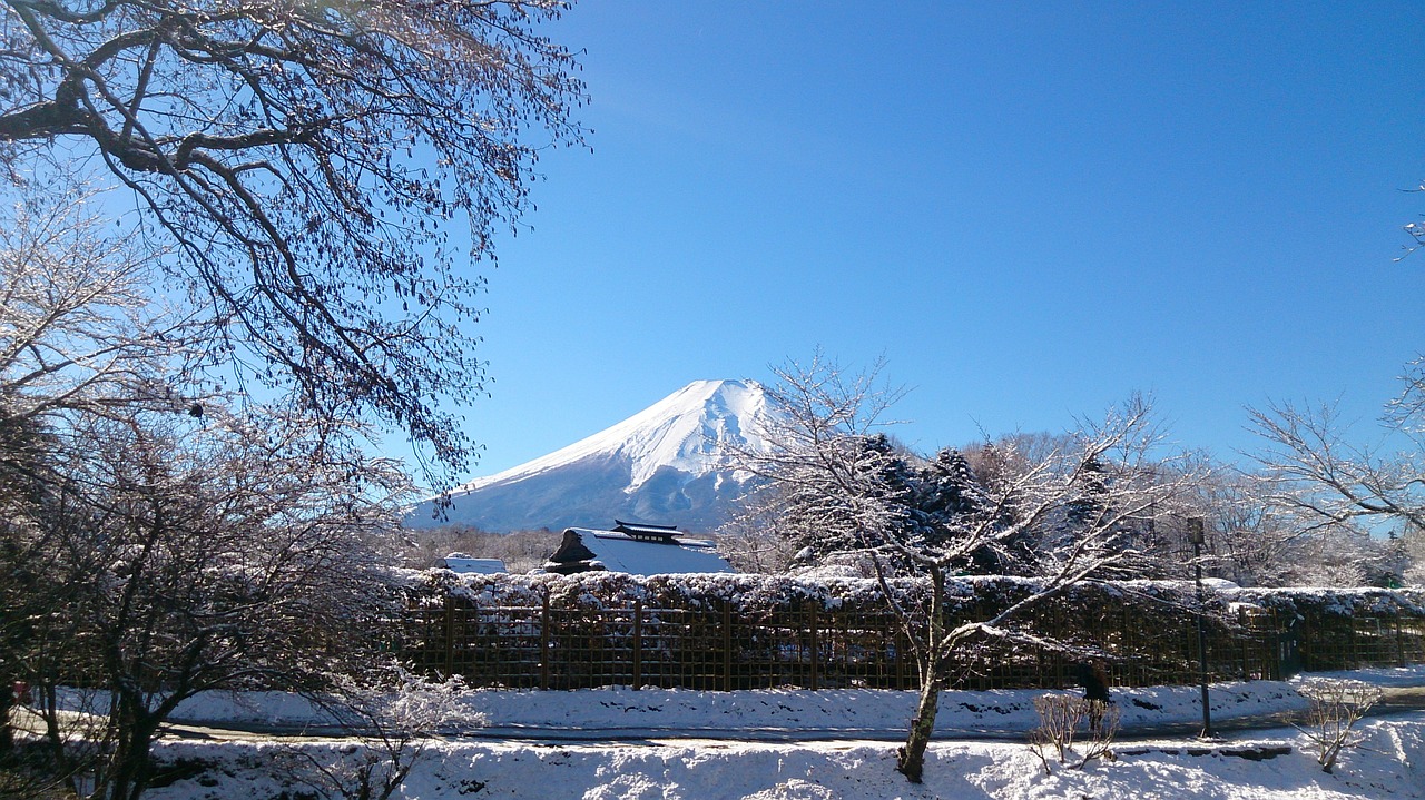 mt fuji blue sky mountain free photo