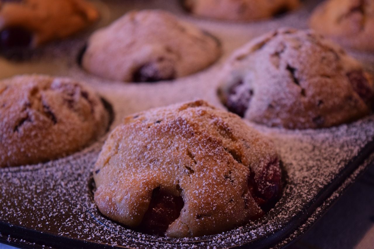 muffin cherry muffin pastries free photo