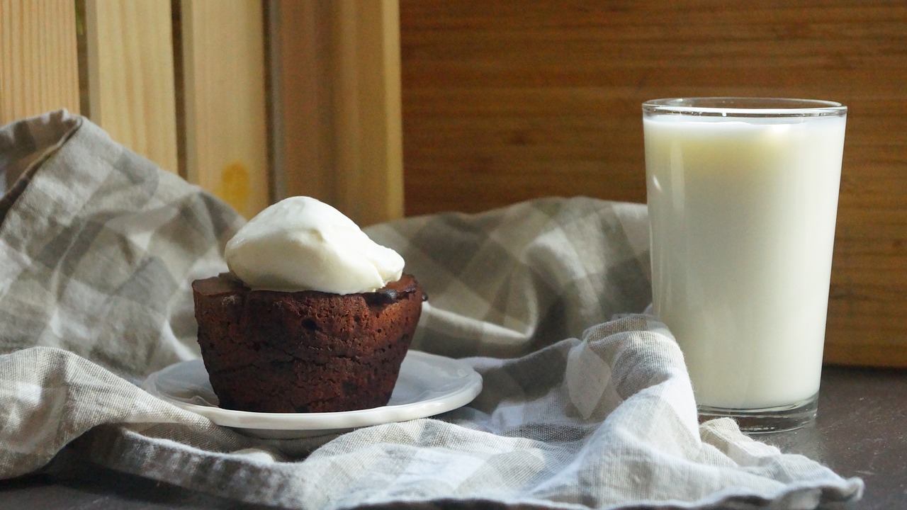 muffin  milk  dessert free photo