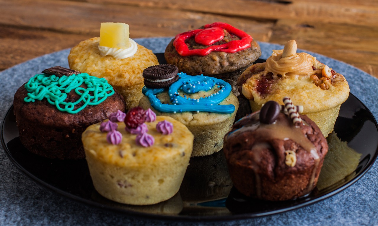 muffins colorful decorated free photo