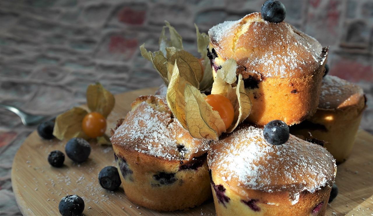 muffins  blueberries  dessert free photo