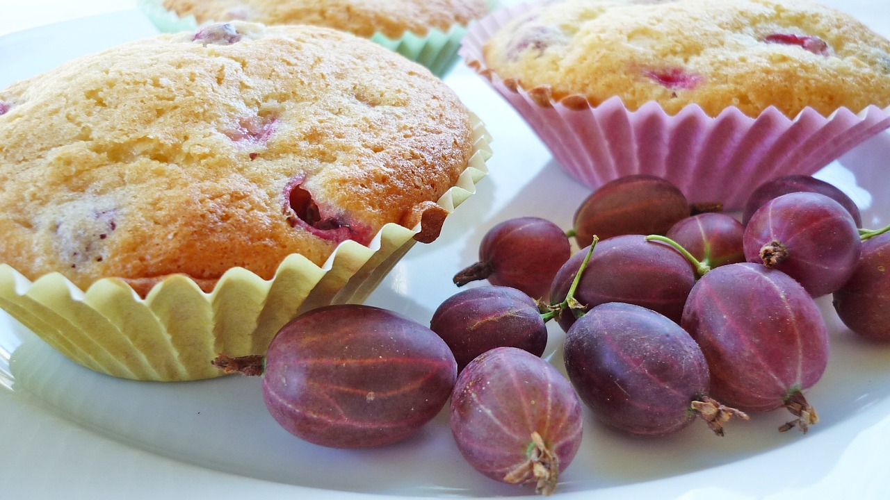 muffins gooseberry pink free photo