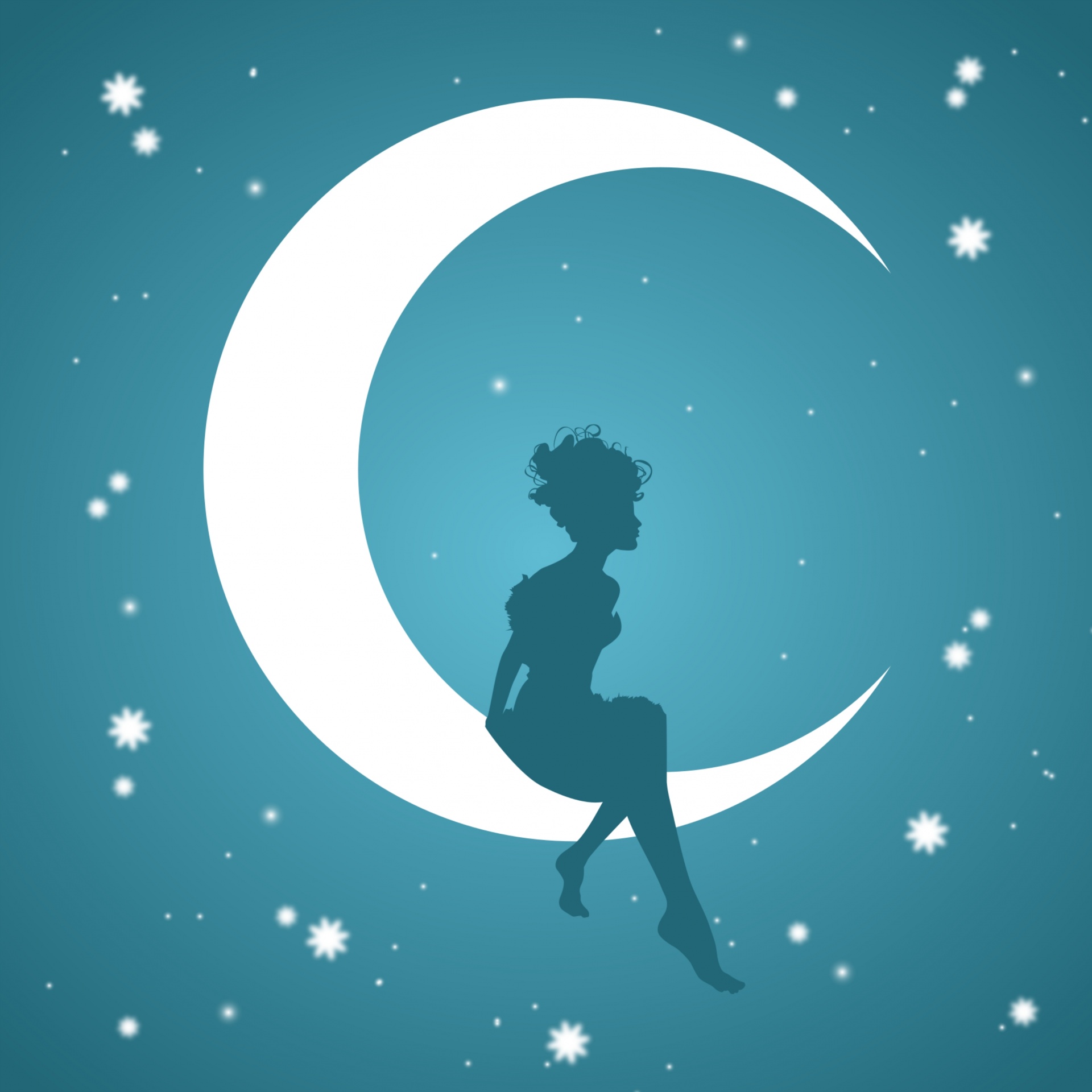 moon woman stars free photo