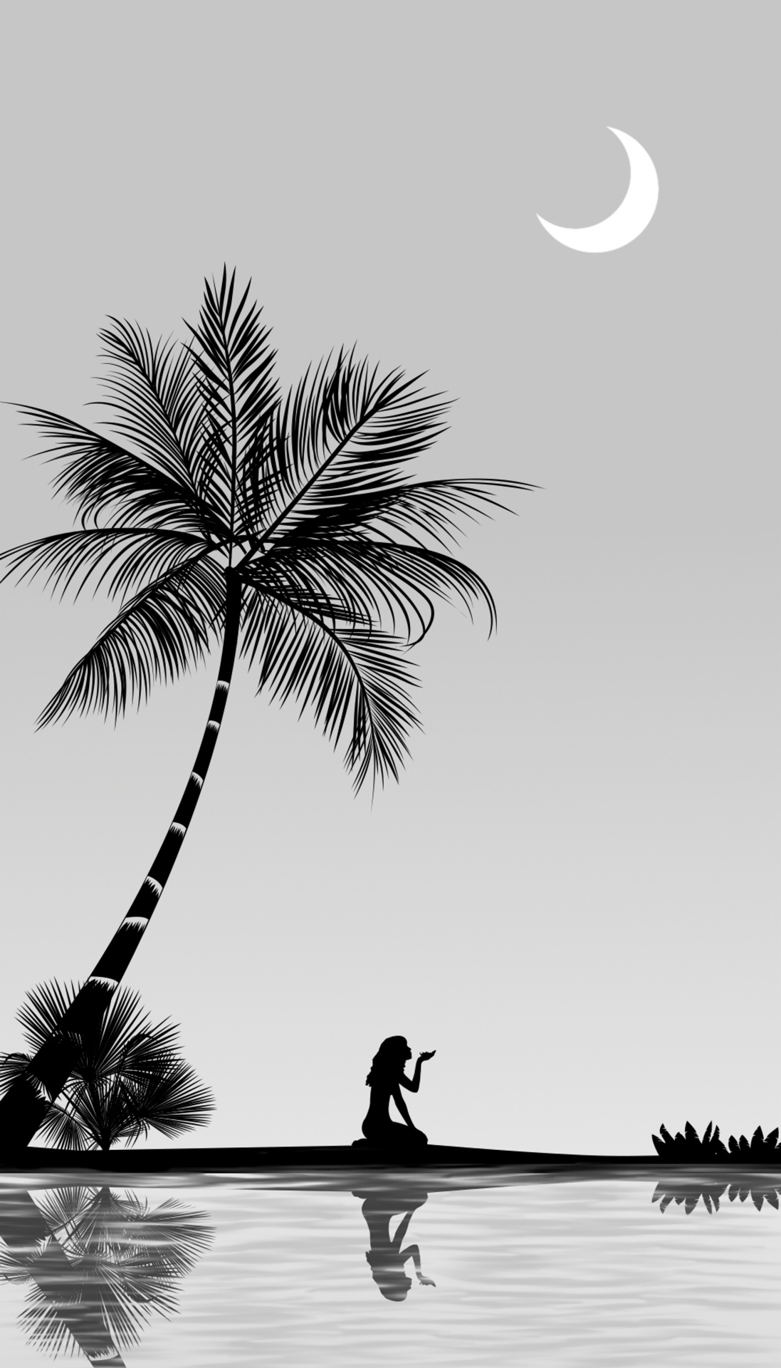 palm trees woman moon free photo